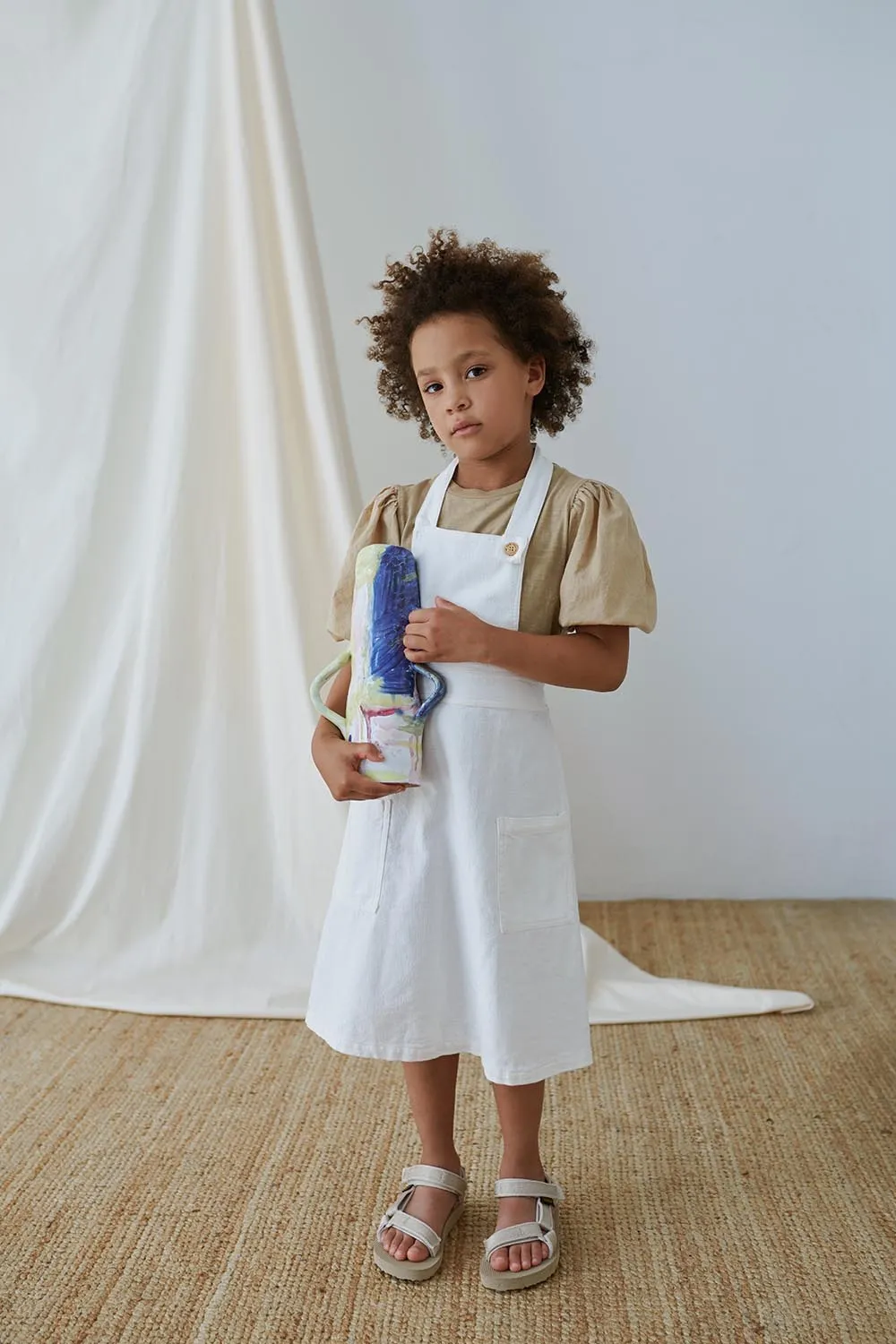 RUSTIC COTTON ONE-SHOULDER DRESS