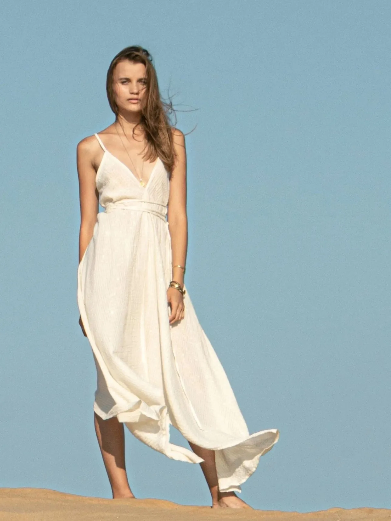 Sage Maxi Dress Natural/Gold Stripe