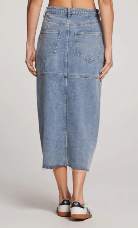 Saltwater Parker Midi Skirt in Stonewash Denim