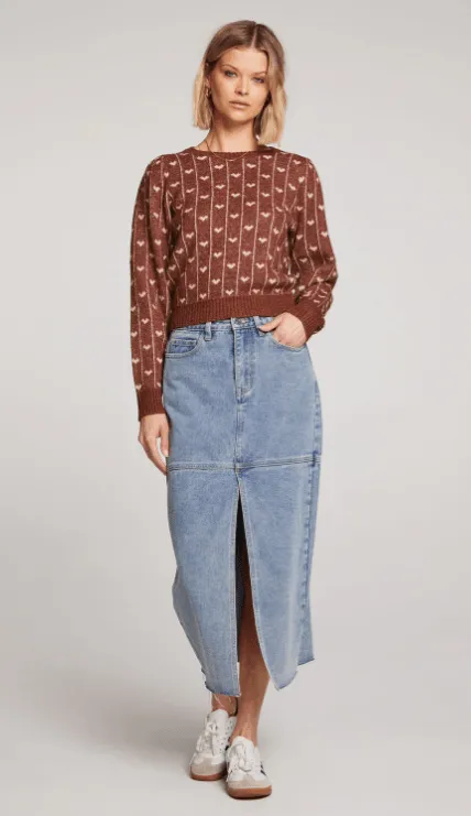 Saltwater Parker Midi Skirt in Stonewash Denim