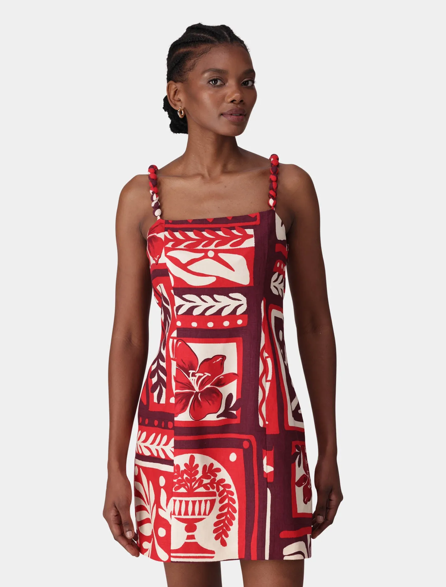 Sasha Strappy Printed Linen Mini Dress