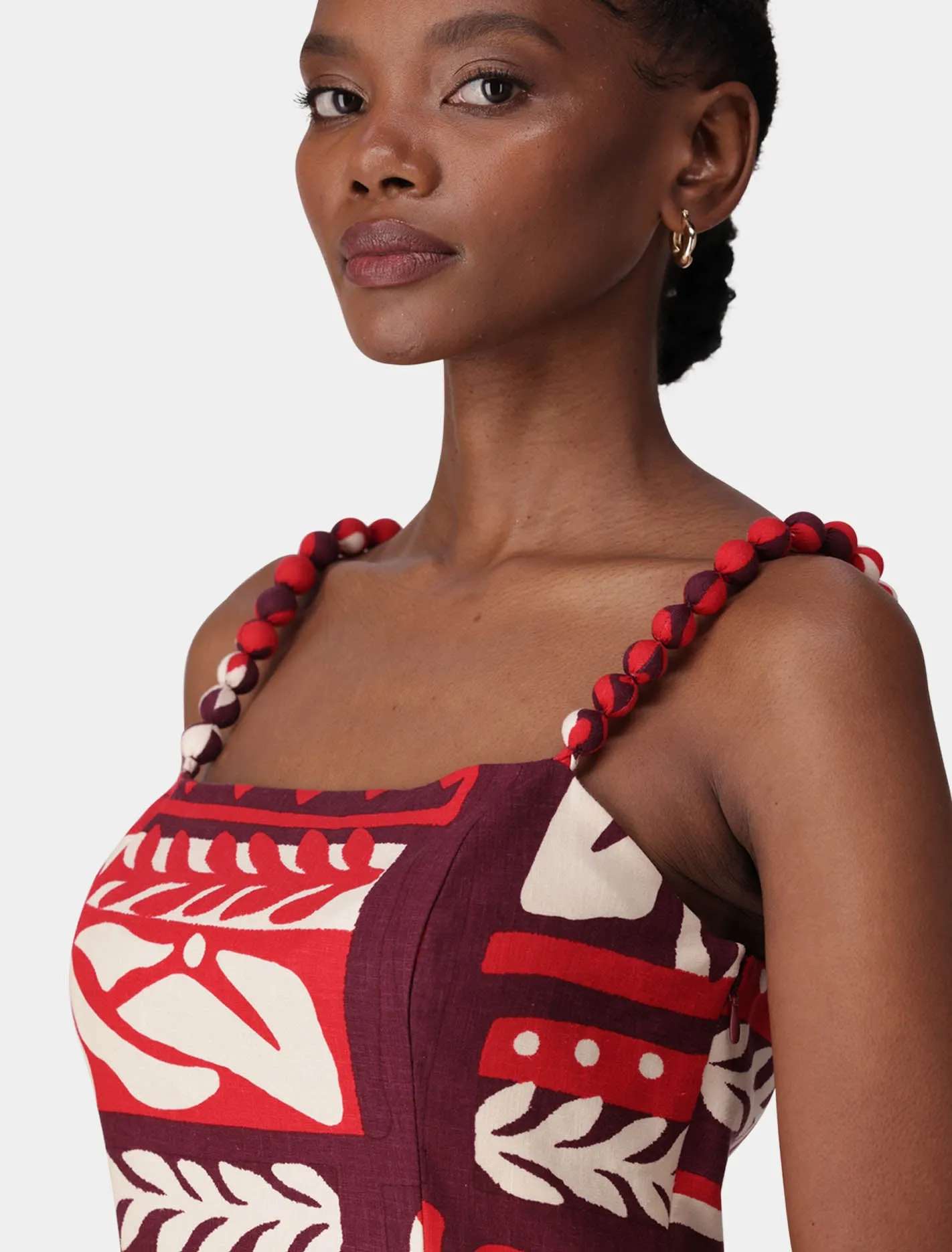 Sasha Strappy Printed Linen Mini Dress