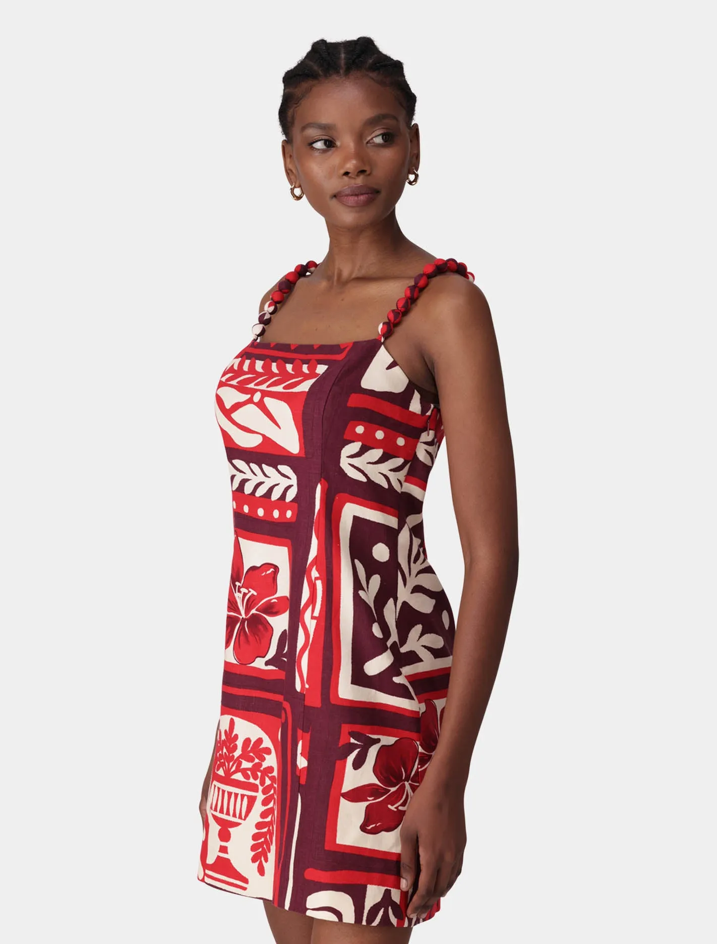 Sasha Strappy Printed Linen Mini Dress