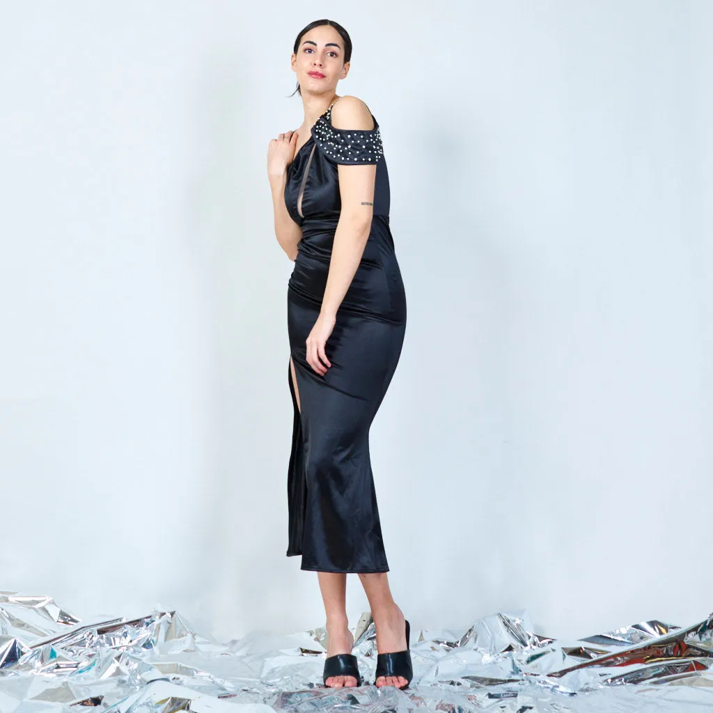Satin and sparkle dress wholesale
