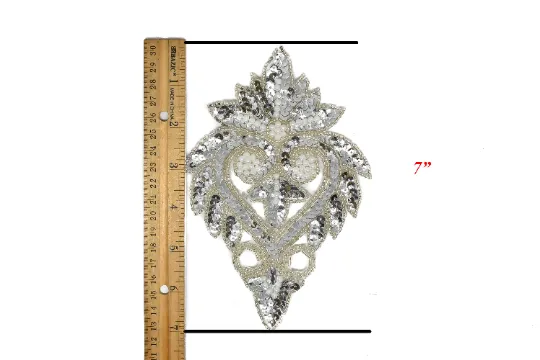 Sequins and Beaded Iron-on Applique Patch 7" x 4.50" - 1 Piece