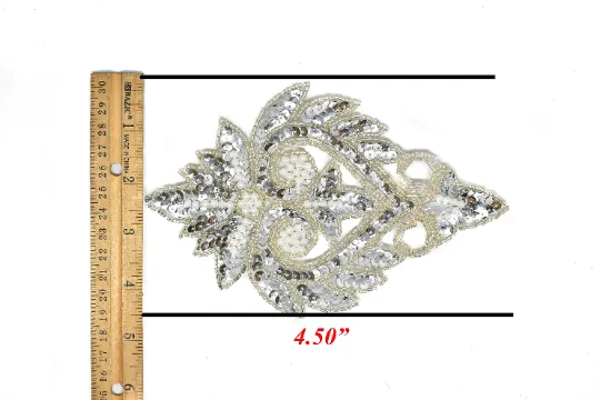 Sequins and Beaded Iron-on Applique Patch 7" x 4.50" - 1 Piece