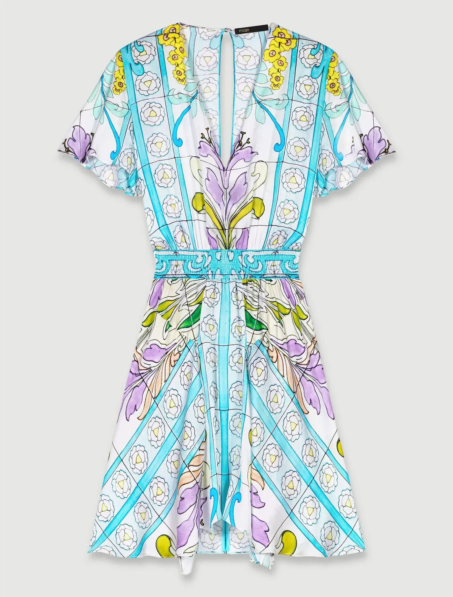 Short satin-effect print dress