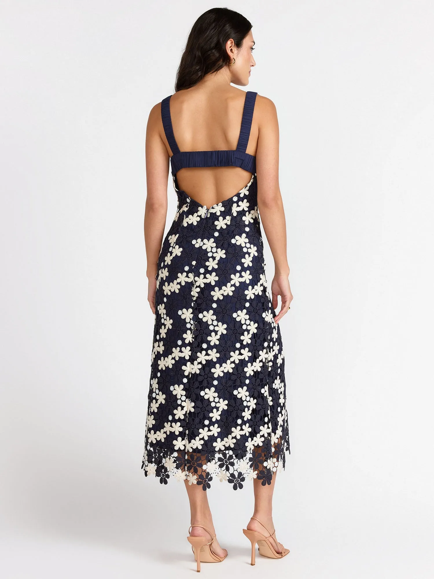 Sleeveless Floral Crochet Midi Dress - Just Me