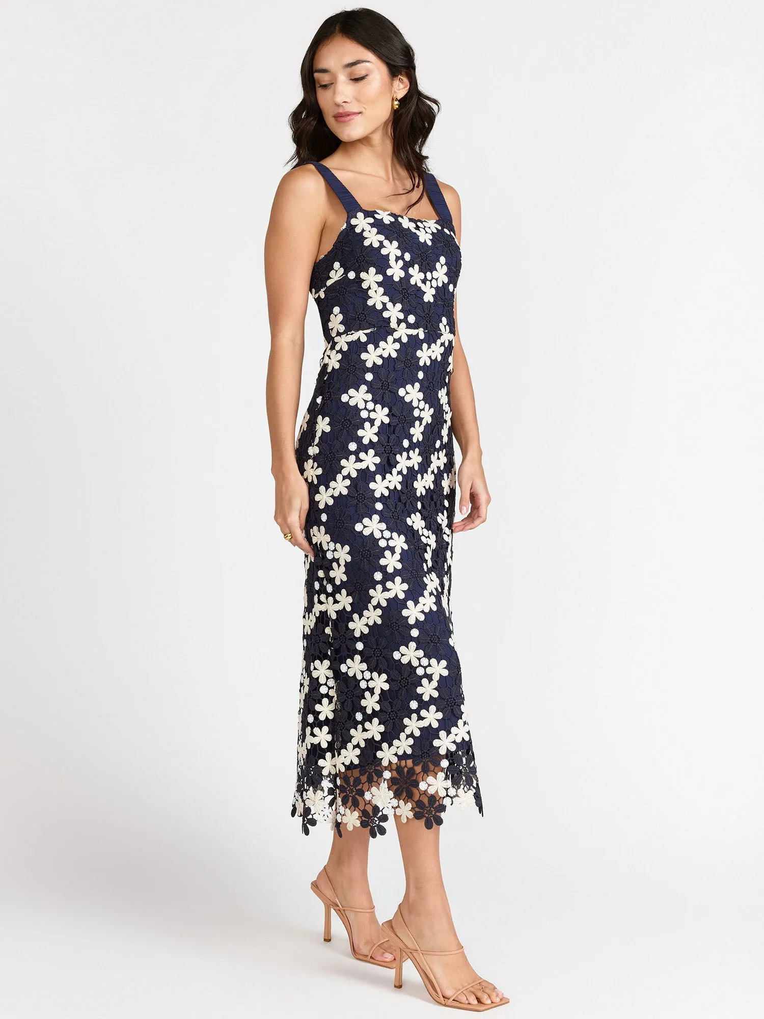 Sleeveless Floral Crochet Midi Dress - Just Me