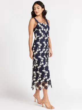 Sleeveless Floral Crochet Midi Dress - Just Me