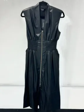 Smocked Faux Leather Dress