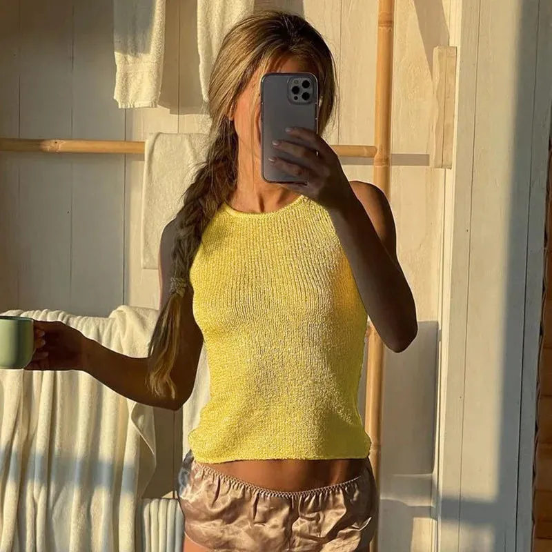 Solid Knit Top And Mini Skirt 2 Pcs Suit