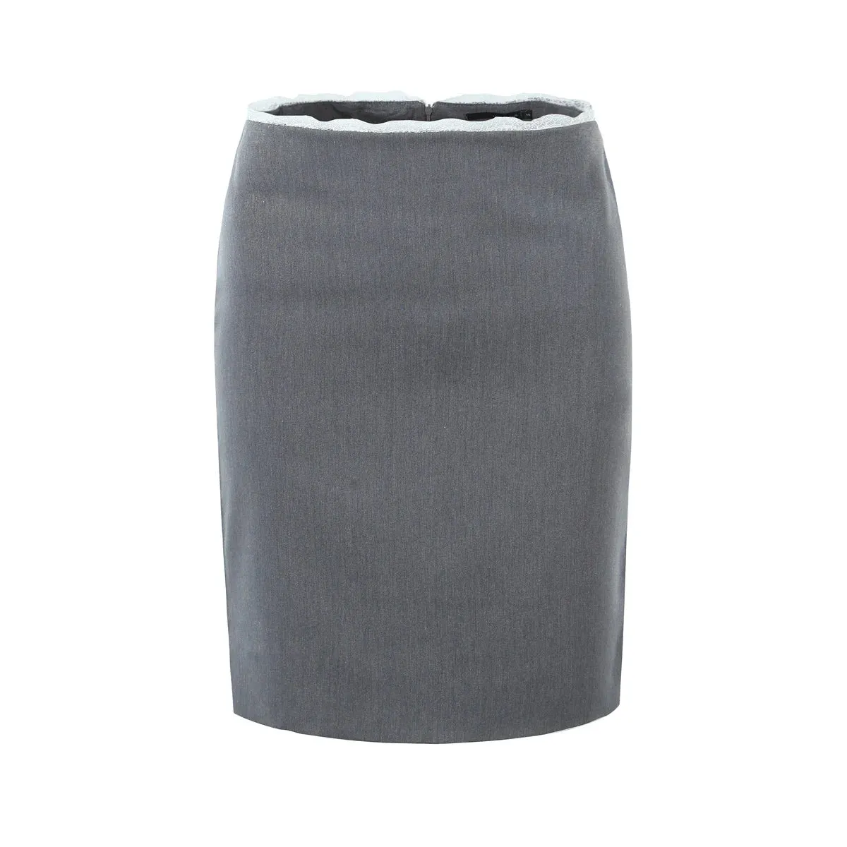 Spliced Lace Top Back Slit Midi Skirt Suits