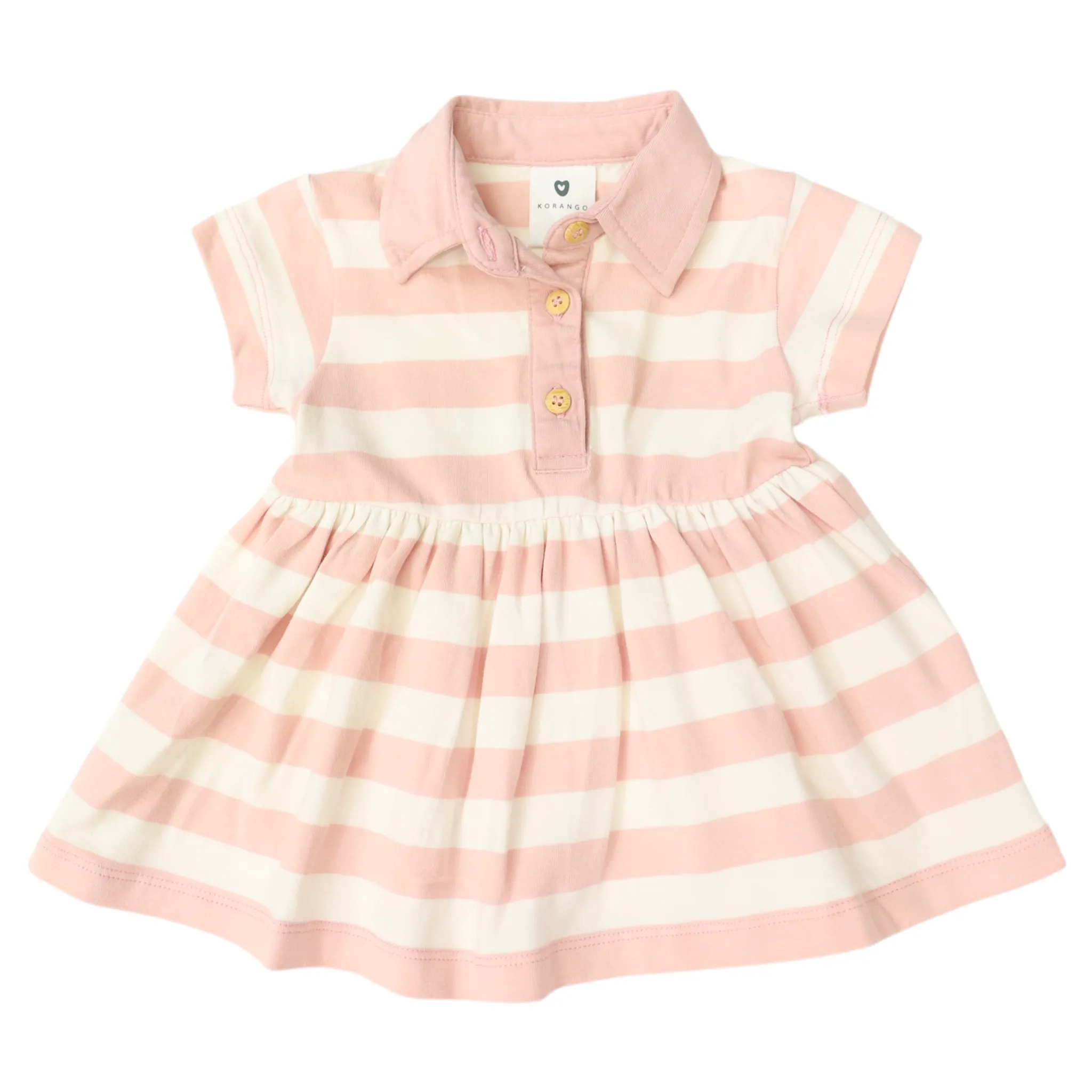 Striped Polo Dress Dusty Pink