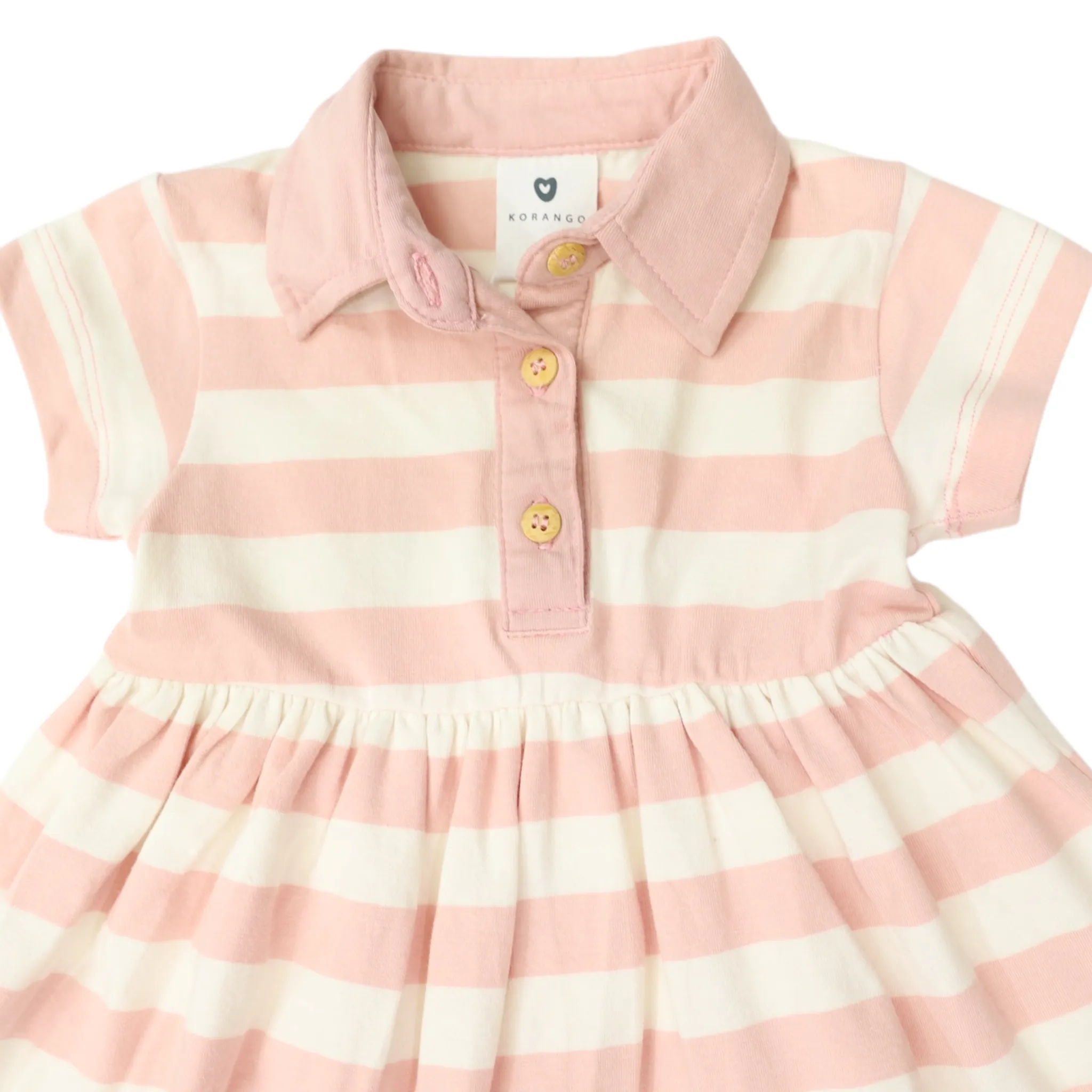 Striped Polo Dress Dusty Pink
