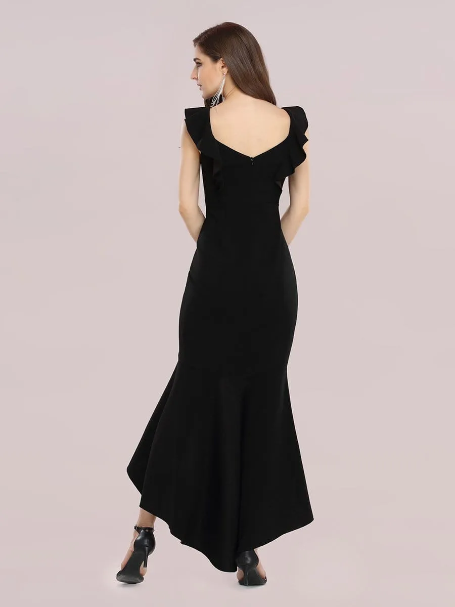 Stylish Maxi V Neck High-Low Fishtail Party Dress