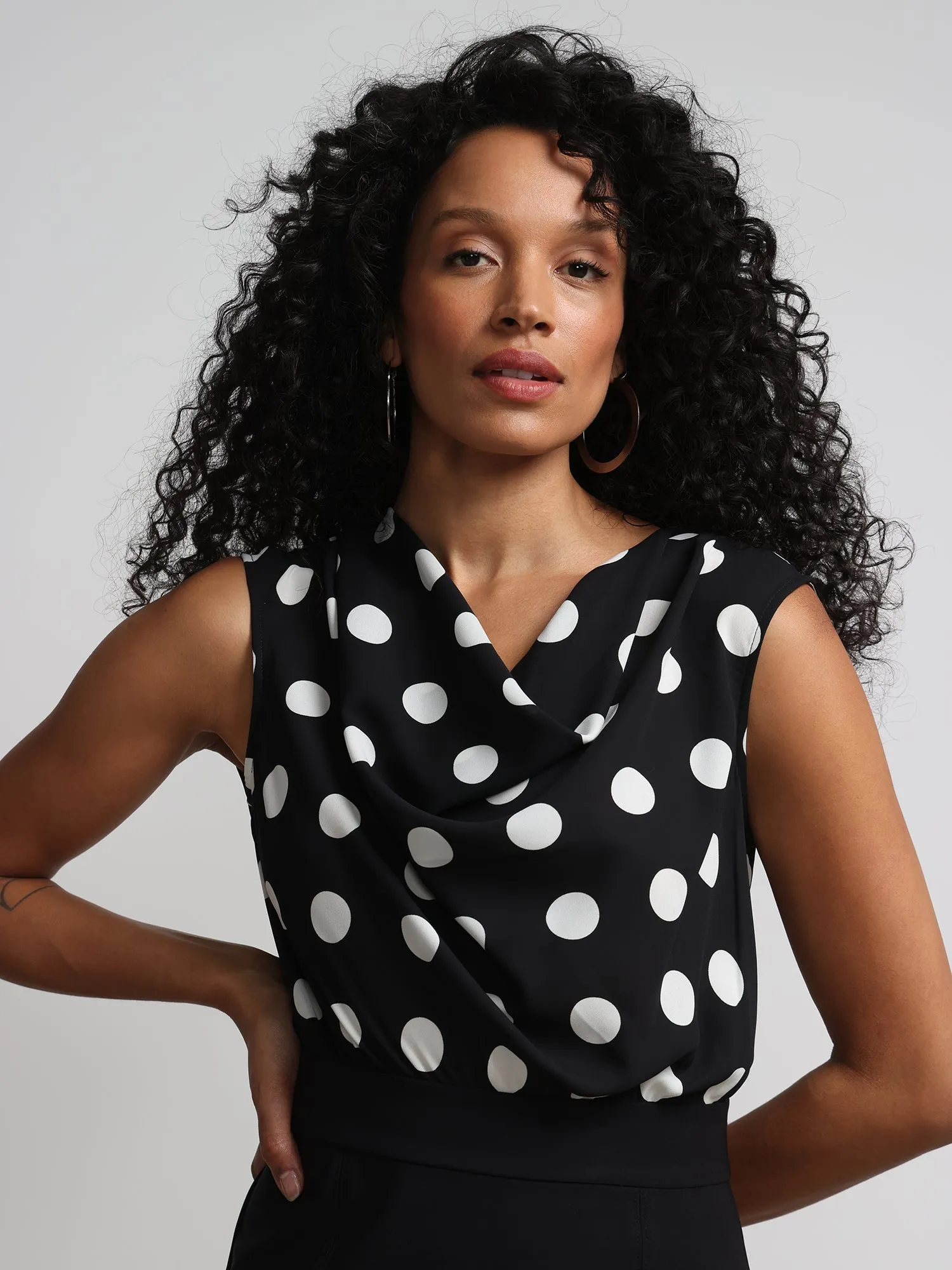 Tall Polka-Dot Print V-Neck Sheath Dress - Fit To Flatter