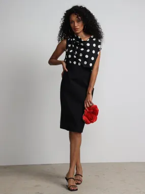 Tall Polka-Dot Print V-Neck Sheath Dress - Fit To Flatter