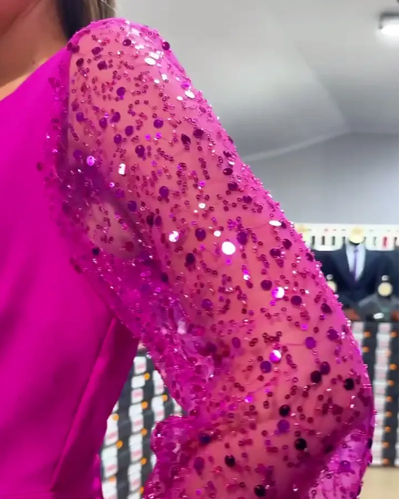 V-neck stylish sequin dress