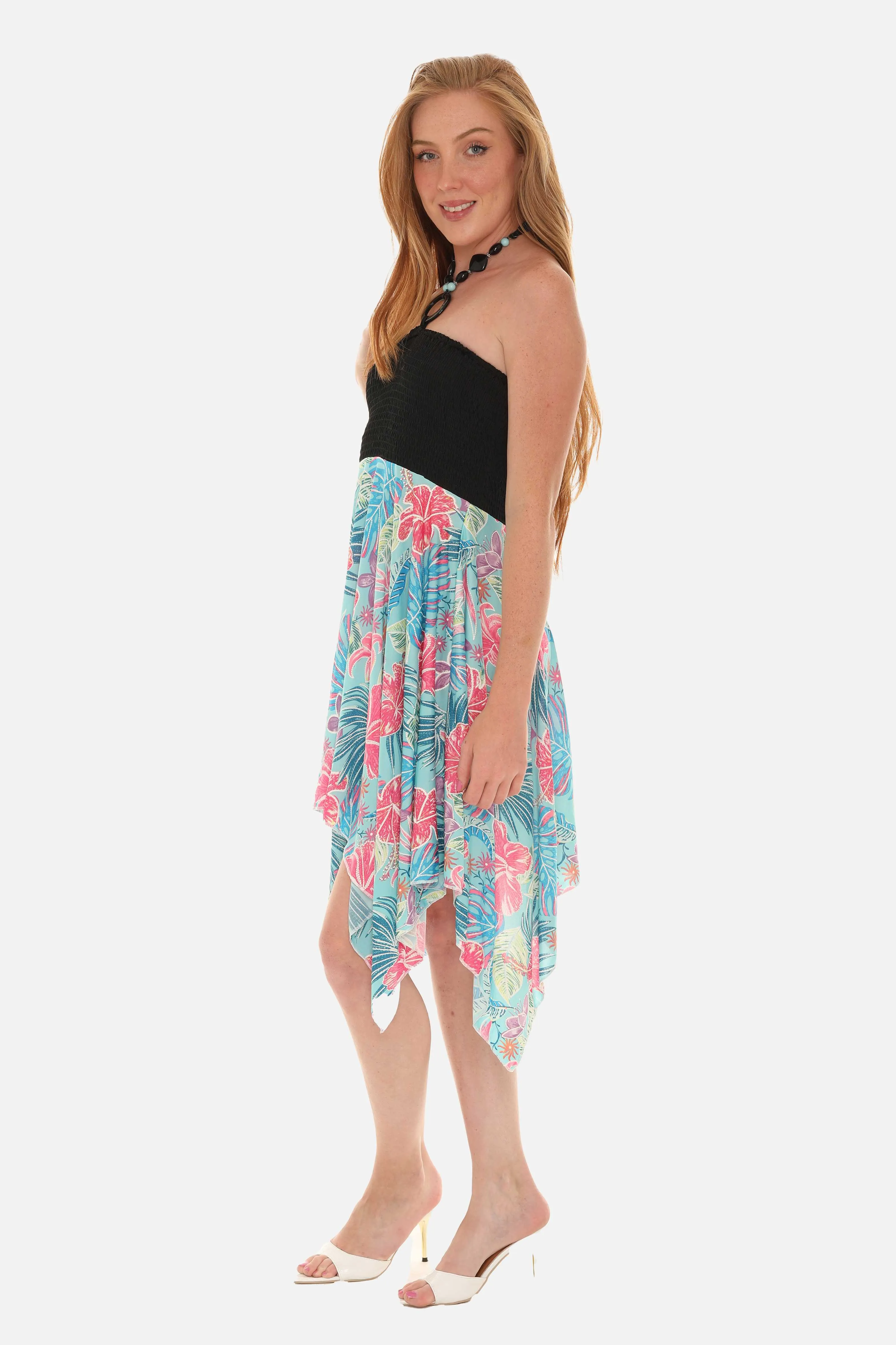 Vibrant Nature Print Sleeveless Dress