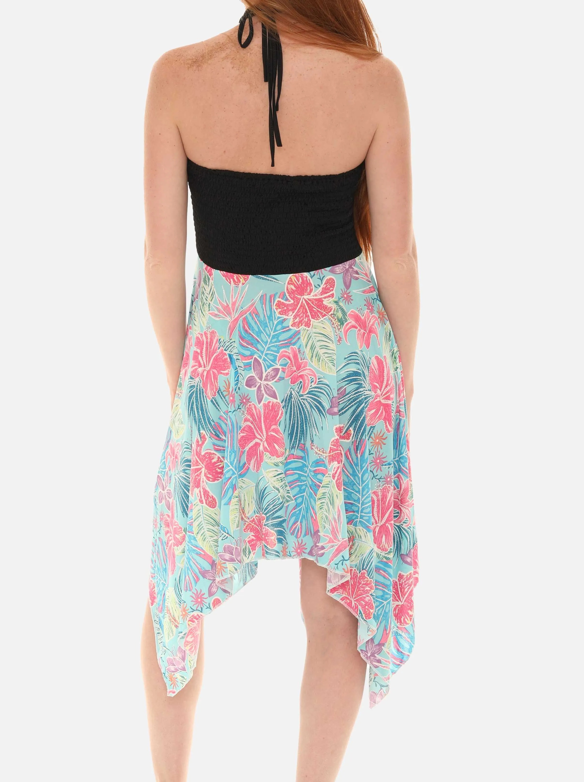 Vibrant Nature Print Sleeveless Dress