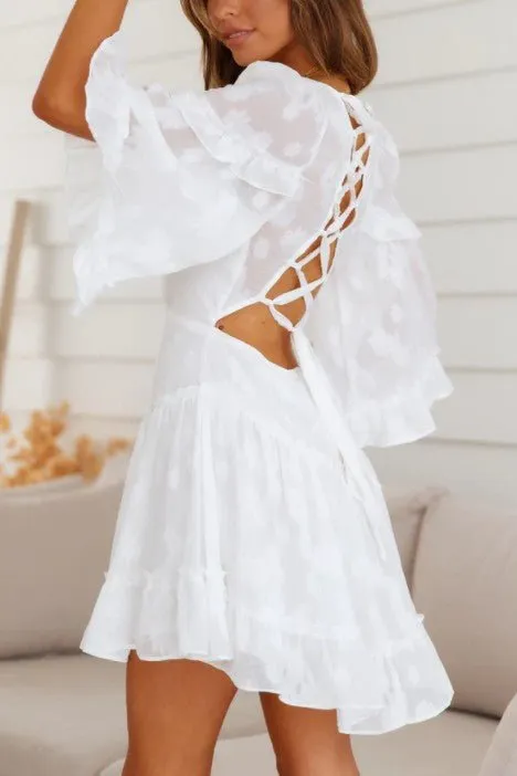 White Ruffle Mini Dress