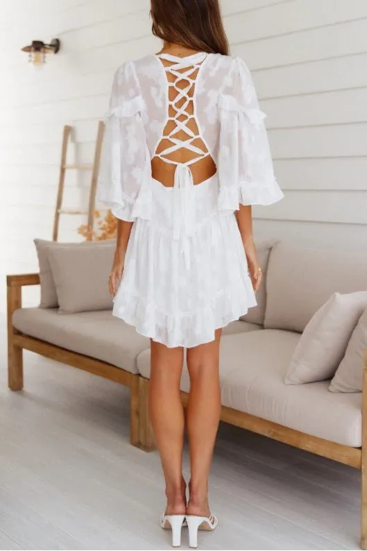 White Ruffle Mini Dress