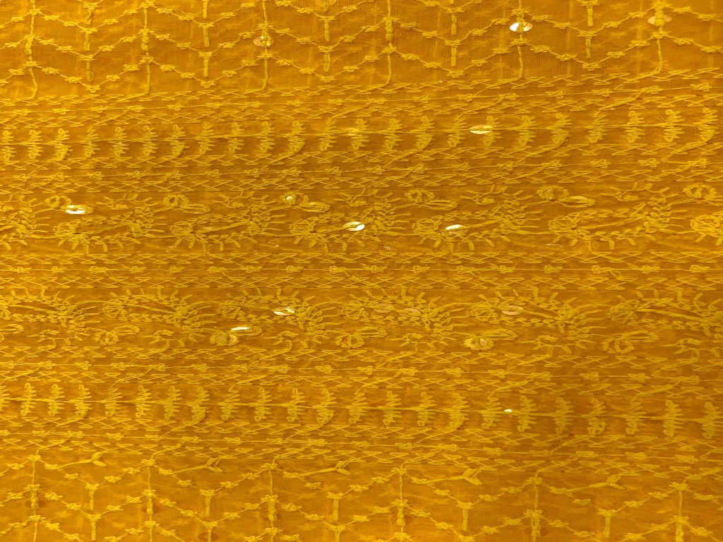 Yellow Marigold Traditional Sparkle Carry Patta Georgette Fabric